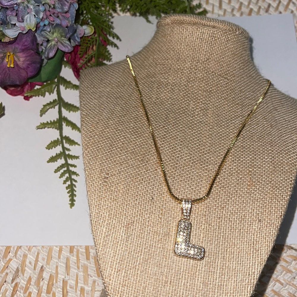 Stainless Steel Color Gold‎ Initial Necklace L